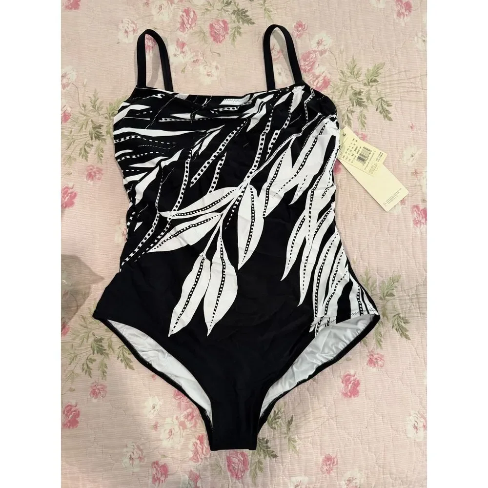 Gottex Women's Standard Nature’s Beauty Leafy Print Underwire One Piece 12 NWT